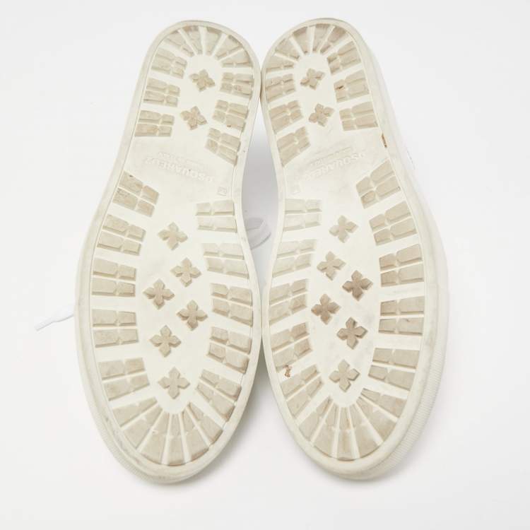 Pre Owned Dsquared2 White/Blue Perforated Leather Low Top Sneakers Size 41
