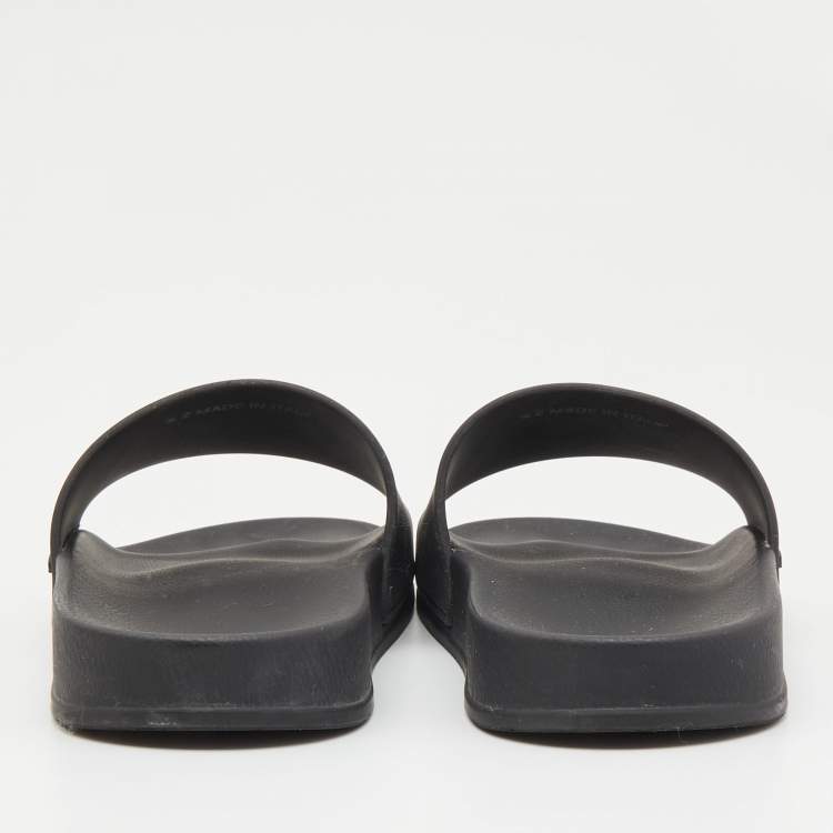 Pre Owned Dsquared2 Black Rubber Icon Flat Slides Size 42