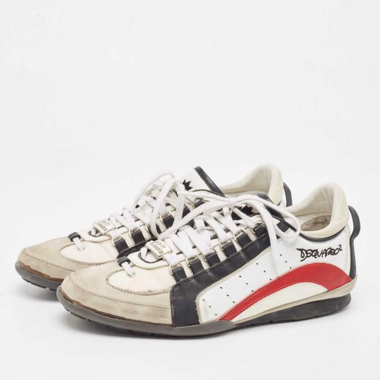 Pre Owned Dsquared2 Multicolor Leather and Fabric Low Top Sneakers Size 44