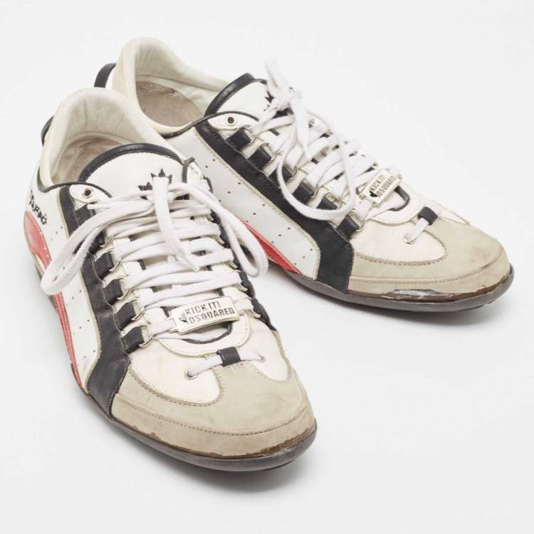 Pre Owned Dsquared2 Multicolor Leather and Fabric Low Top Sneakers Size 44