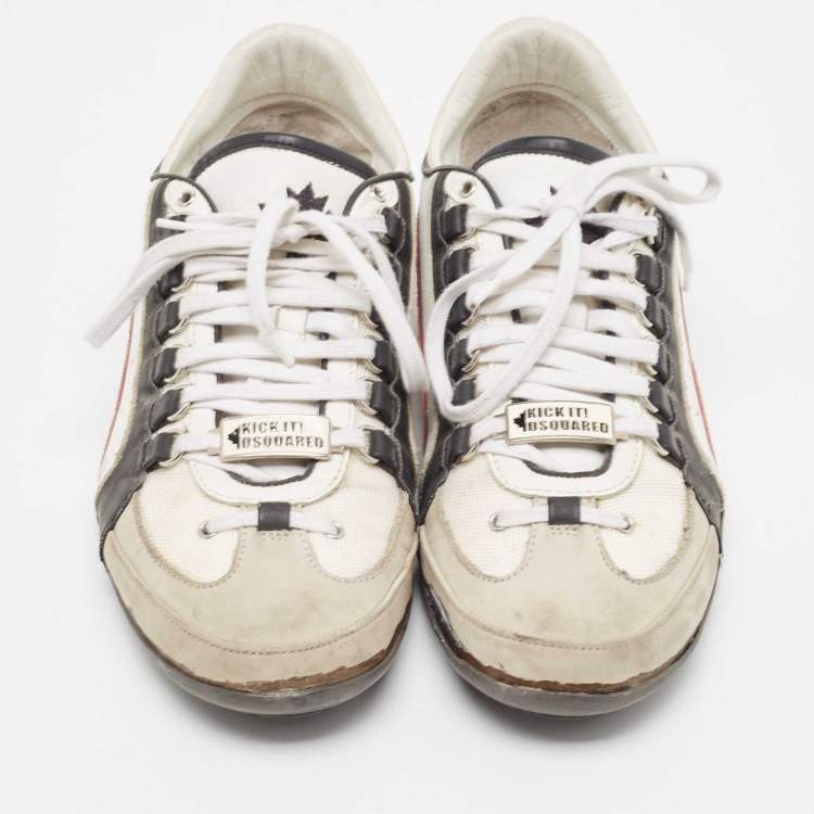 Pre Owned Dsquared2 Multicolor Leather and Fabric Low Top Sneakers Size 44