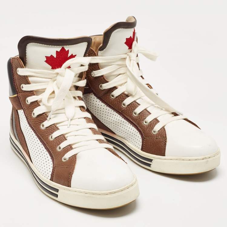 Pre Owned Dsquared2 Multicolor Leather High Top Sneakers Size 42