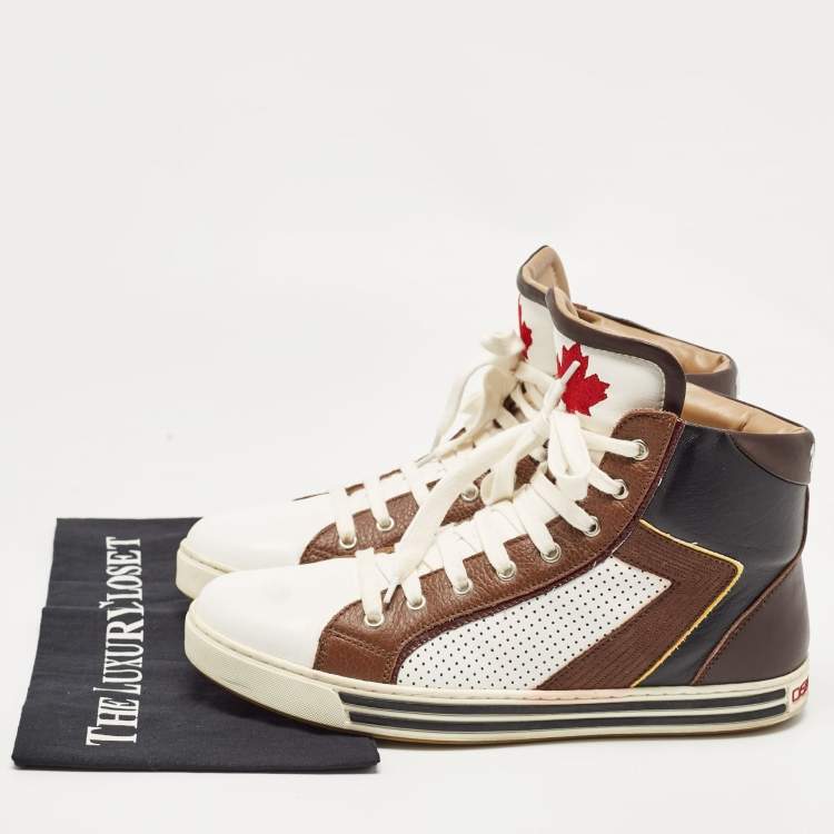 Pre Owned Dsquared2 Multicolor Leather High Top Sneakers Size 42