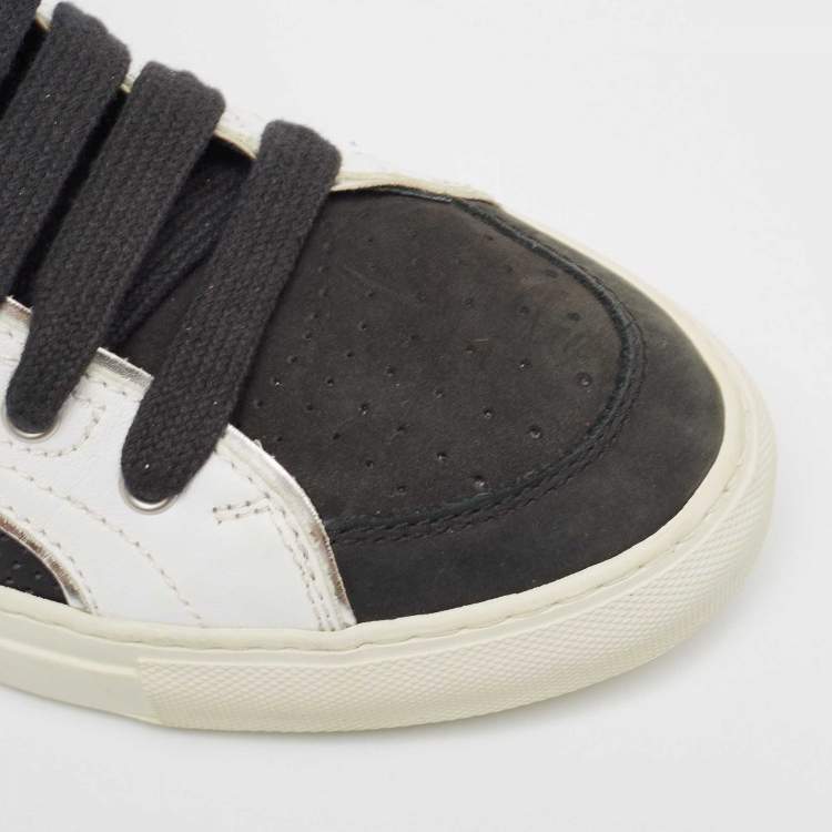 Pre Owned Dsquared2 Black/Silver Leather Studded High Top Sneakers Size 41