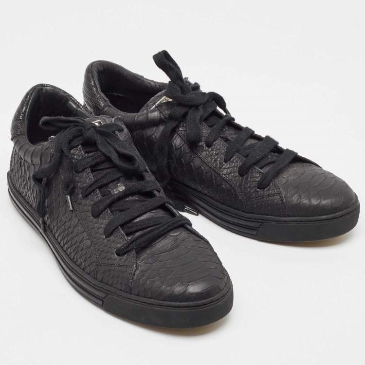 Pre Owned Dsquared2 Black Embossed Python Low Top Sneakers Size 41