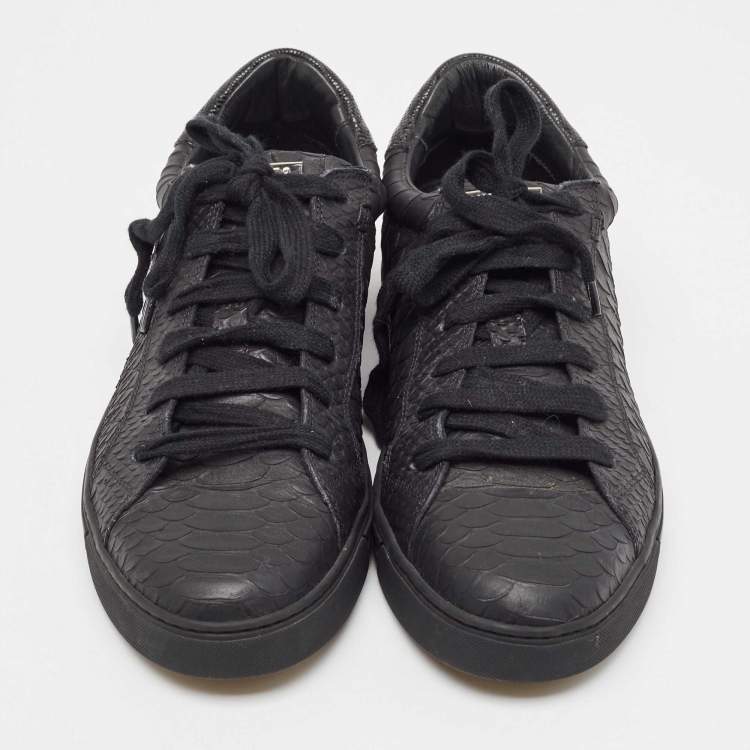 Pre Owned Dsquared2 Black Embossed Python Low Top Sneakers Size 41