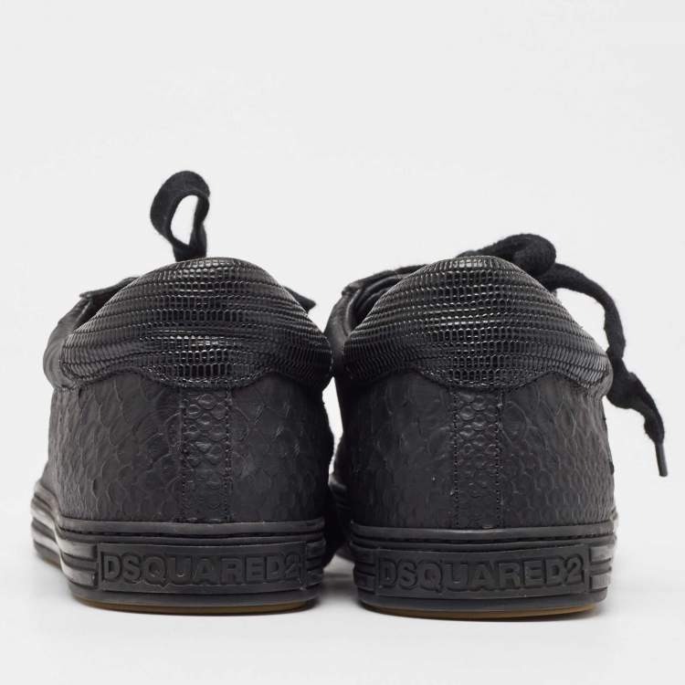 Pre Owned Dsquared2 Black Embossed Python Low Top Sneakers Size 41
