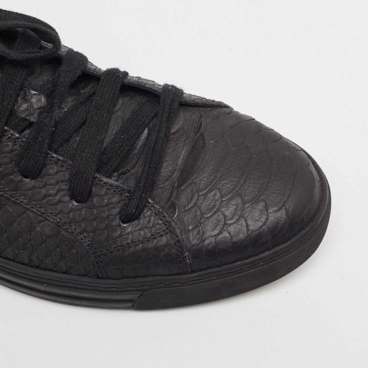 Pre Owned Dsquared2 Black Embossed Python Low Top Sneakers Size 41