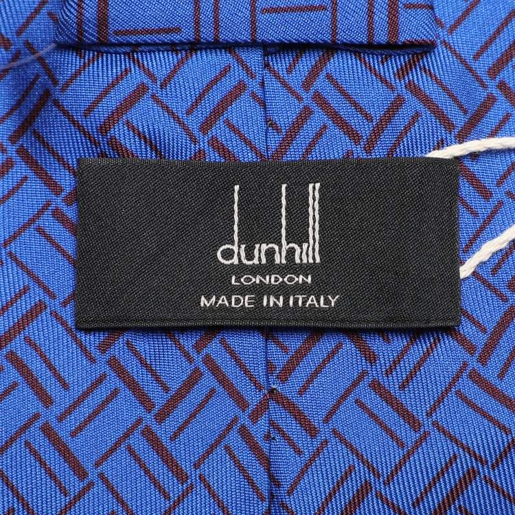 Pre Owned Dunhill Blue Printed Mulberry Silk Tie