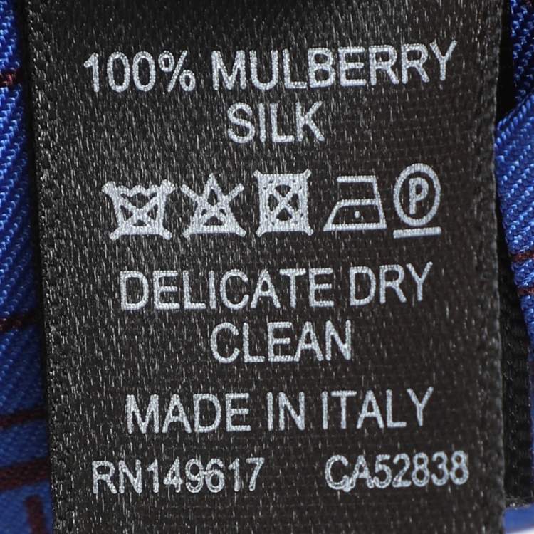 Pre Owned Dunhill Blue Printed Mulberry Silk Tie