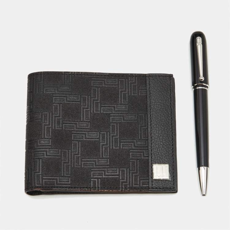 Pre Owned Dunhil Black Sidecar Ballpoint Pen with Wallet Set