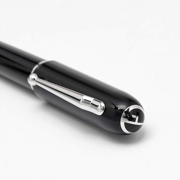 Pre Owned Dunhil Black Sidecar Ballpoint Pen with Wallet Set