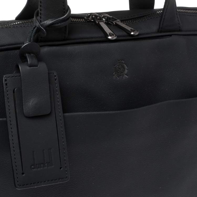 Pre Owned Dunhill Black Nubuck Leather Zip Briefcase Bag