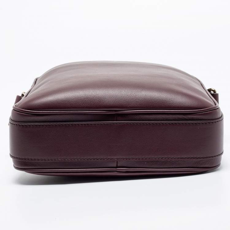 Pre Owned Dunhill Burgundy Leather Hampstead Messenger Bag