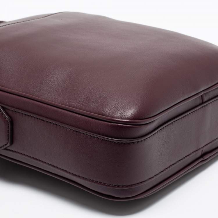 Pre Owned Dunhill Burgundy Leather Hampstead Messenger Bag