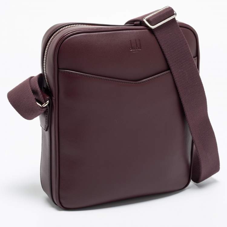 Pre Owned Dunhill Burgundy Leather Hampstead Messenger Bag