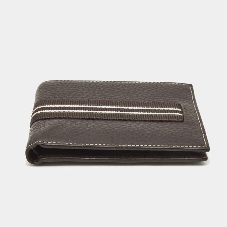 Pre Owned Dunhill Leather Stripe Bifold Compact Wallet