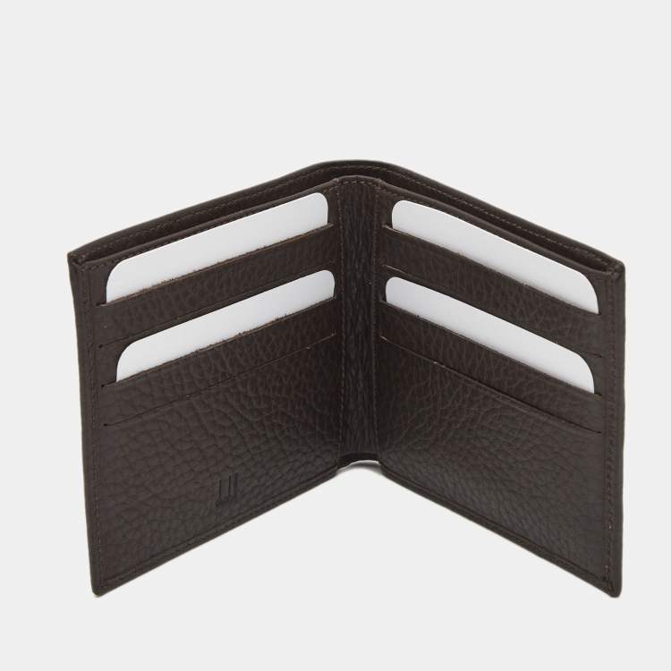 Pre Owned Dunhill Leather Stripe Bifold Compact Wallet
