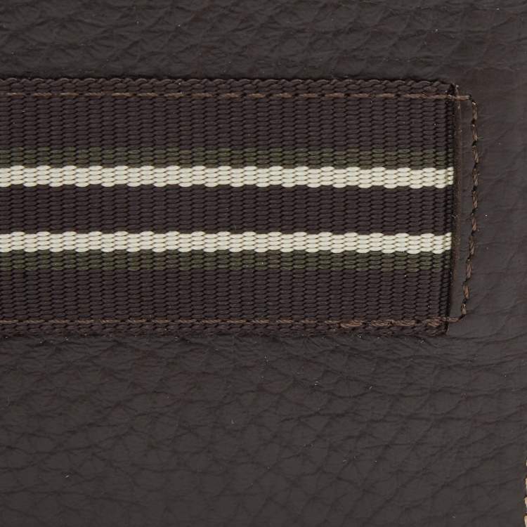 Pre Owned Dunhill Leather Stripe Bifold Compact Wallet