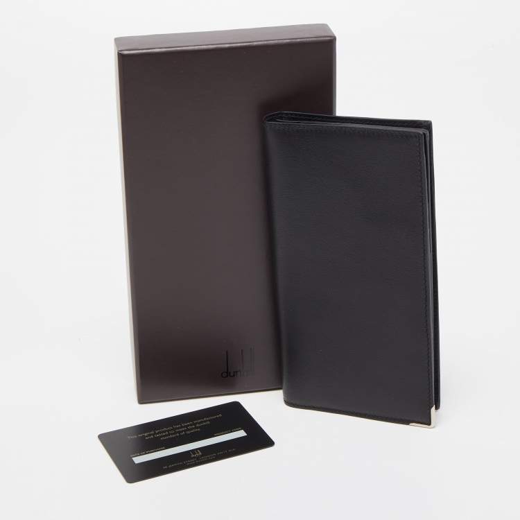 Pre Owned Dunhill Black Leather Bifold Long Wallet
