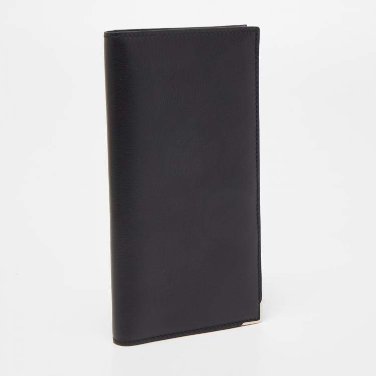 Pre Owned Dunhill Black Leather Bifold Long Wallet
