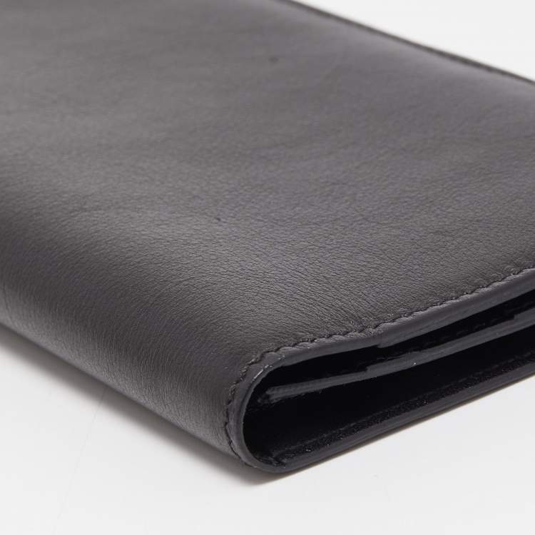Pre Owned Dunhill Black Leather Bifold Long Wallet