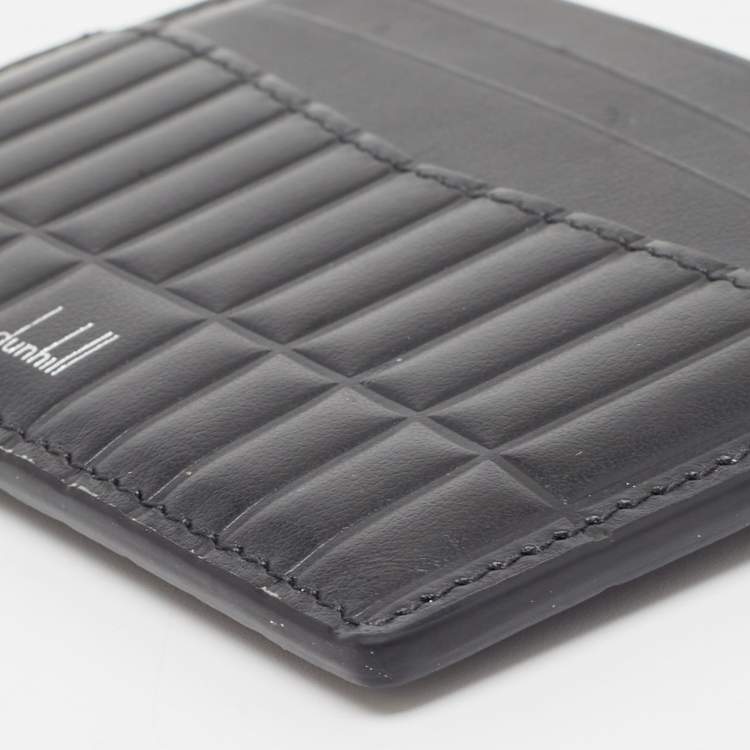 Pre Owned Dunhill Black Debossed Leather Rollagas Card Holder