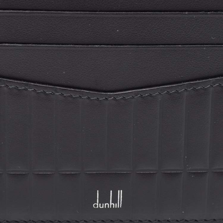 Pre Owned Dunhill Black Debossed Leather Rollagas Card Holder