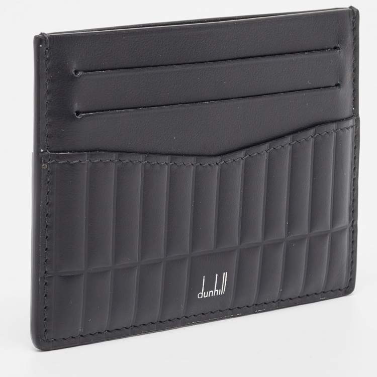 Pre Owned Dunhill Black Debossed Leather Rollagas Card Holder