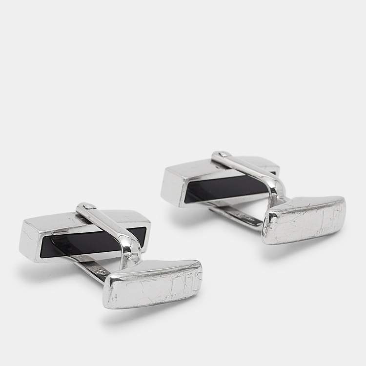 Pre Owned Dunhill  Black Enamel Sterling Silver Cufflinks