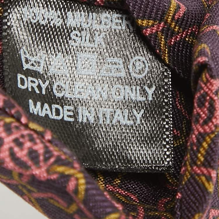 Pre Owned Dunhill Dark Purple Geometric Print Silk Tie 