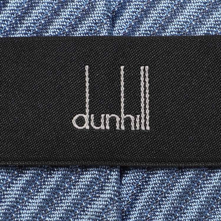 Pre Owned Dunhill Light Blue Silk Herringbone Stripe Woven Tie