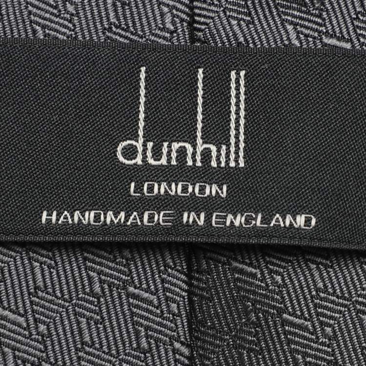 Pre Owned Dunhill Dark Grey Woven Motif Silk Tie