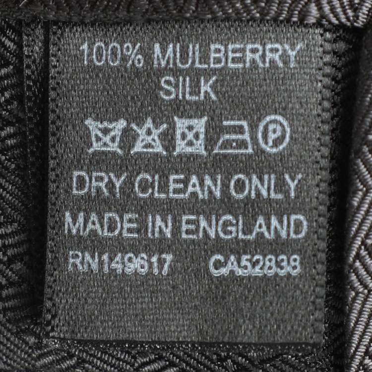 Pre Owned Dunhill Dark Grey Woven Motif Silk Tie