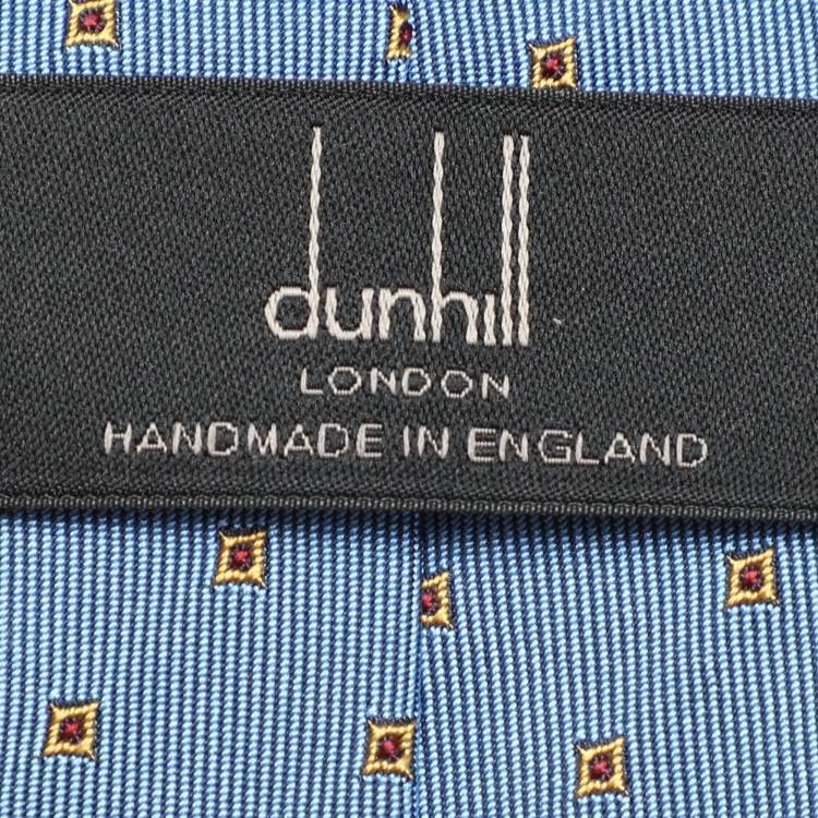 Pre Owned Dunhill Blue Micro Diamond Motif Embroidered Silk Tie