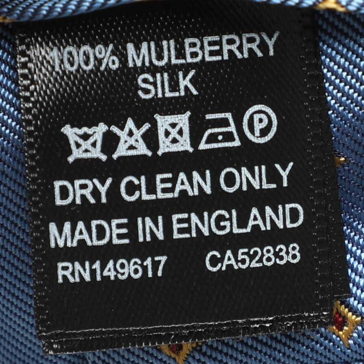 Pre Owned Dunhill Blue Micro Diamond Motif Embroidered Silk Tie
