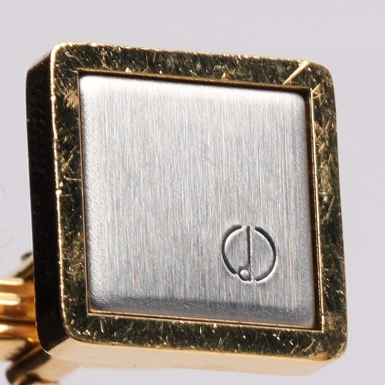 Pre Owned Dunhill Two Tone Hardware Tie Bar Clip and Cufflinks Set