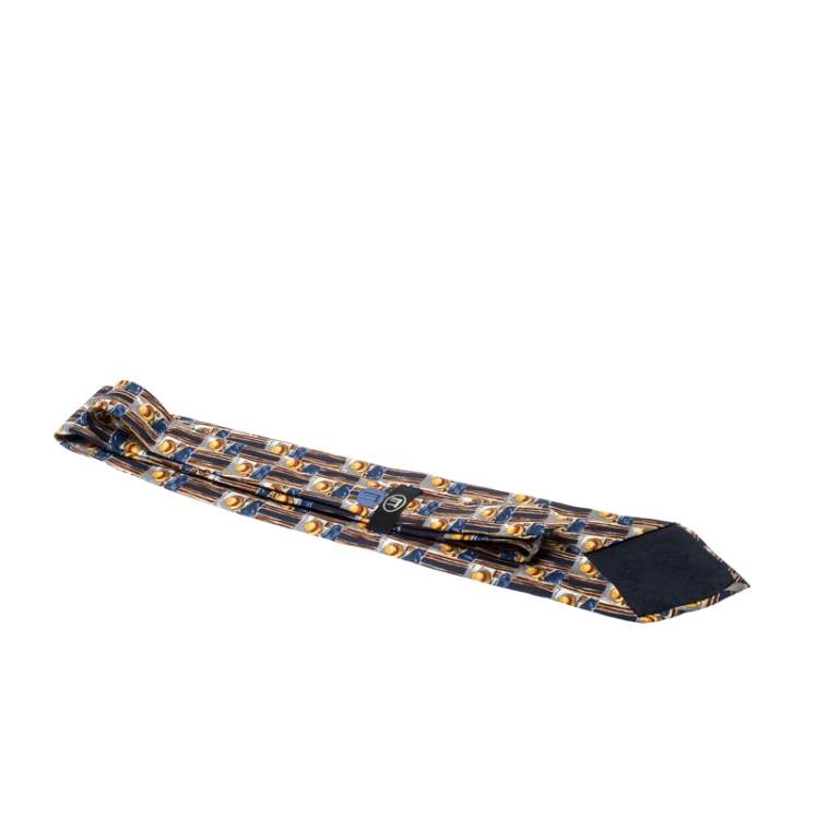 Pre Owned Dunhill Multicolor Hat Print Silk Traditional Tie 