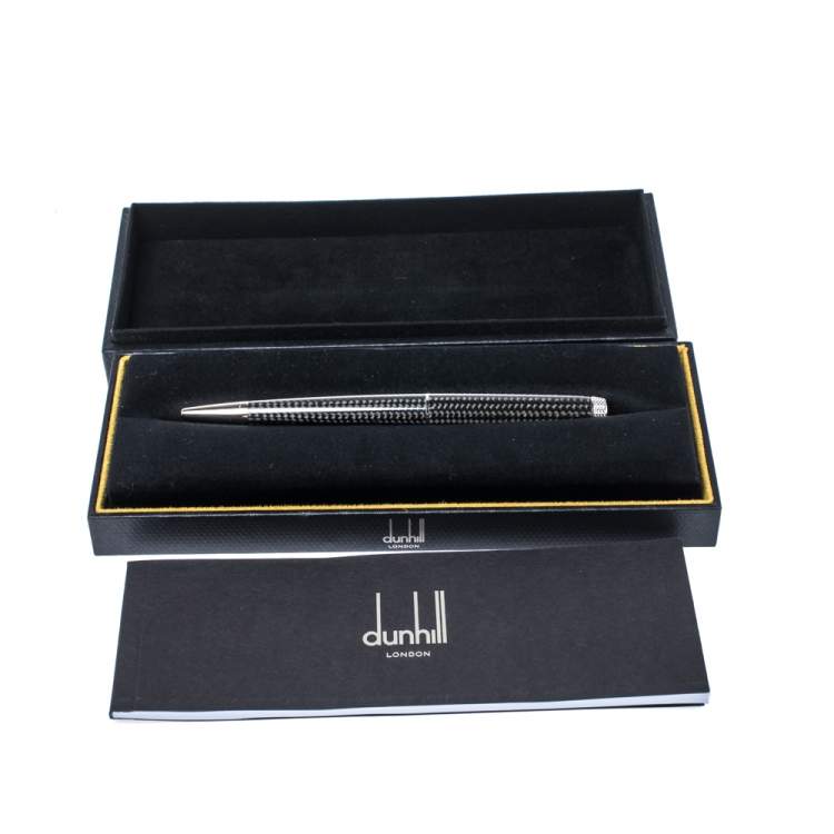 Pre Owned Dunhill Avorities Grey Woven Effect Palladium Finish Ballpoint Pen