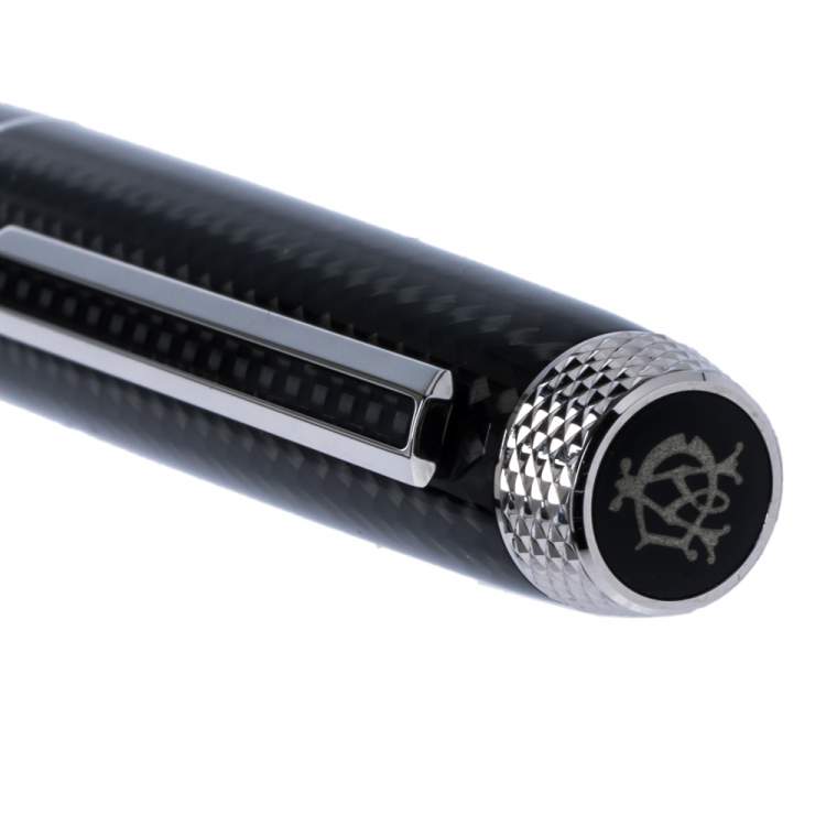 Pre Owned Dunhill Avorities Grey Woven Effect Palladium Finish Ballpoint Pen