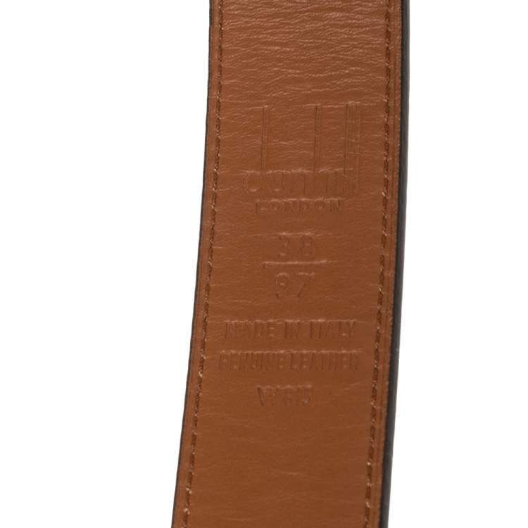 Pre Owned Dunhill Burgundy/Brown Stripe Leather Classic Belt 97CM