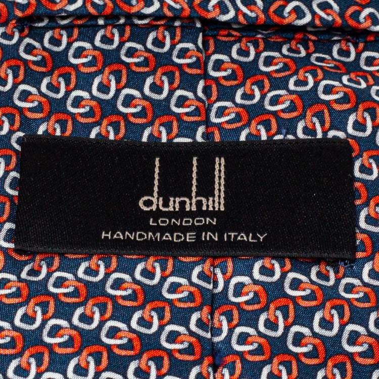 Pre Owned Dunhill Multicolor Printed Mulberry Silk Classic Tie
