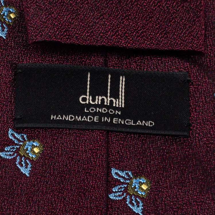 Pre Owned Dunhill Burgundy Floral Jacquard Silk Classic Tie