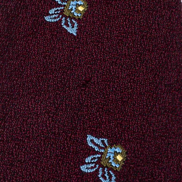 Pre Owned Dunhill Burgundy Floral Jacquard Silk Classic Tie
