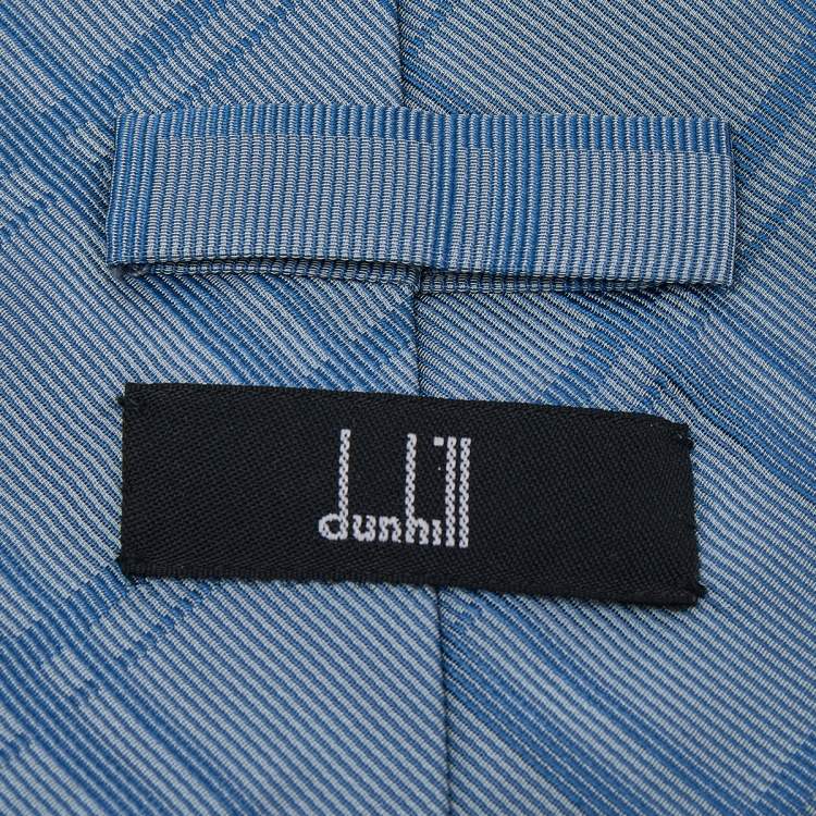 Pre Owned Dunhill Blue Check Patterned Traditional Silk Tie