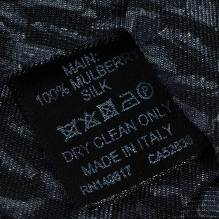 Pre Owned Dunhill Grey & Black Abstract Print Silk Tie