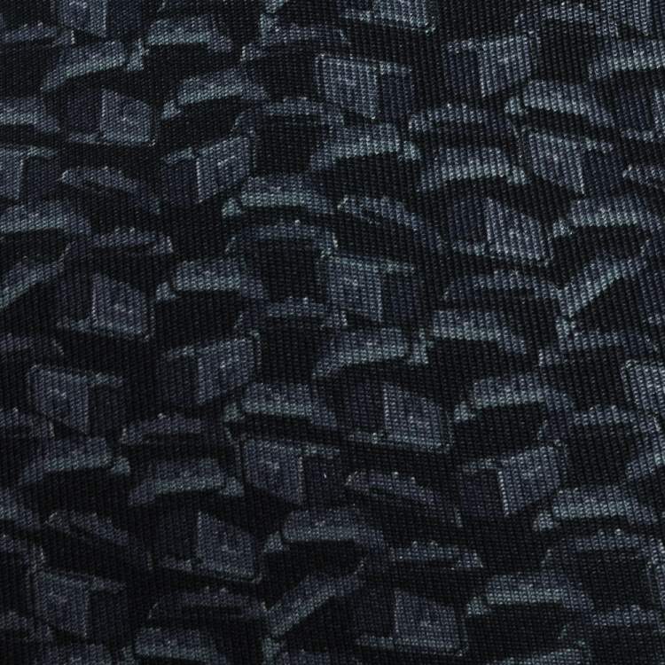 Pre Owned Dunhill Grey & Black Abstract Print Silk Tie