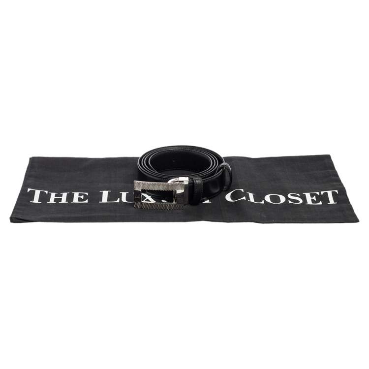 Pre Owned Dunhill Black Leather Square Buckle Belt