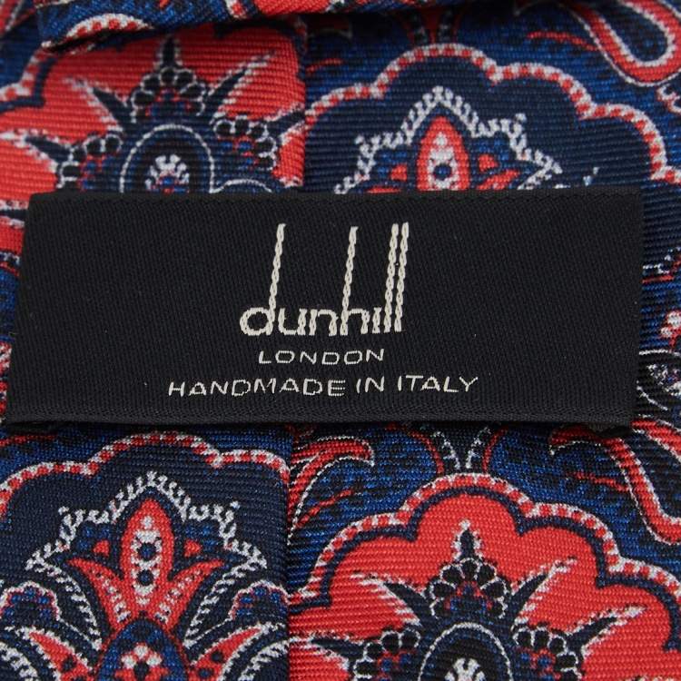 Pre Owned Dunhill Blue Floral Paisley Printed Silk Tie