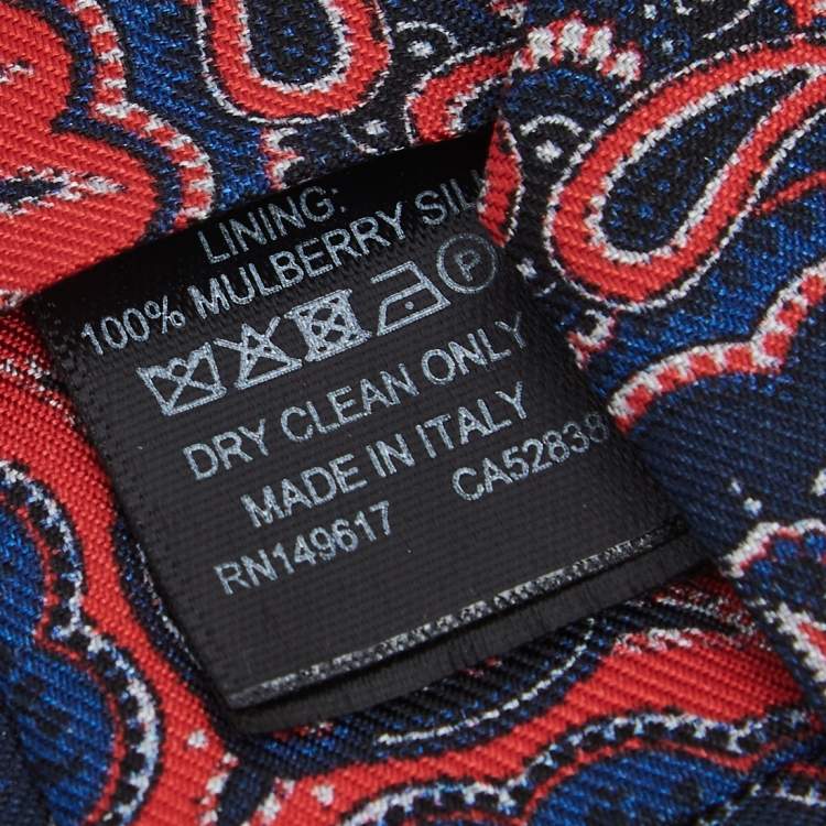 Pre Owned Dunhill Blue Floral Paisley Printed Silk Tie